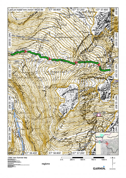 mappa cartinaColle Piglim  (o di Rima)